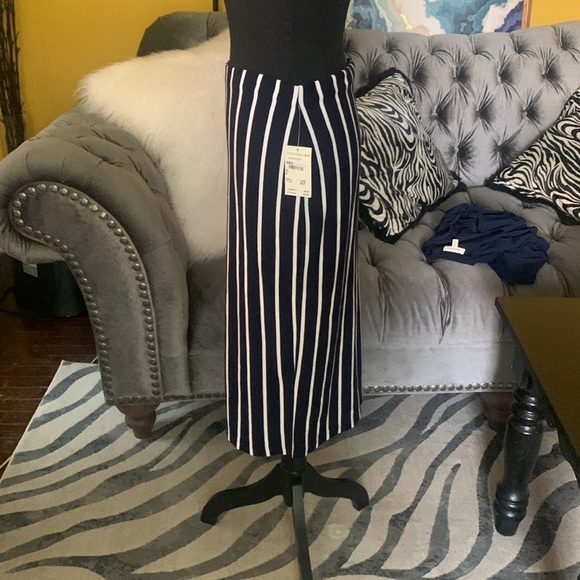 Sanctuary navy blue and white stripped midi pencil skirt - Picture 7 of 7